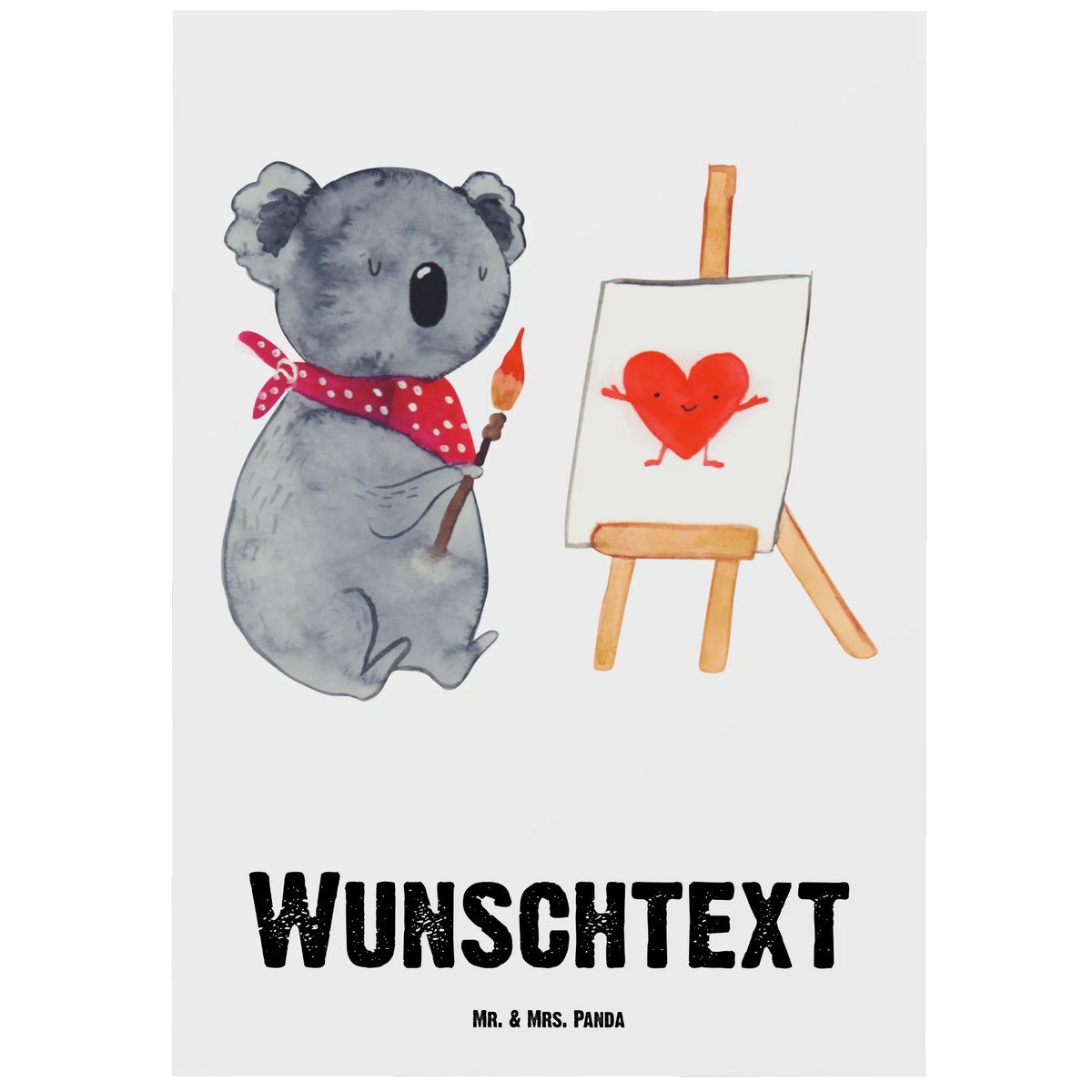 Personalised postcard Koala bear Artist love gift, drawing, feelings, proof of love
