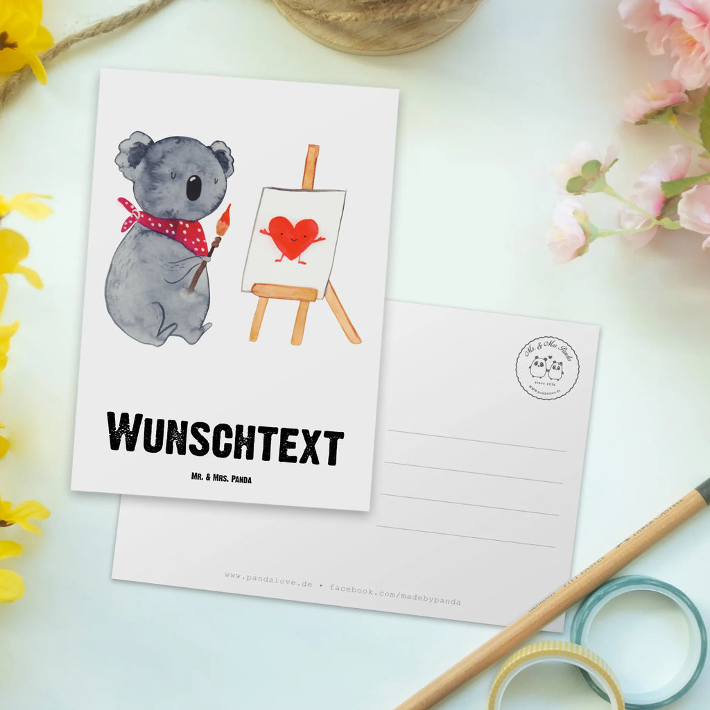 Personalisierte Postkarte Koala Künstler Einladung mit Wunschtext, Postkarte Personalisierbar, Grußkarte mit Namen, Geschenkkarte mit Wunschtext, Einladung mit Namen, Postkarte mit Wunschtext, Geschenkkarte mit Namen, Karte mit Wunschtext, Ansichtskarte mit Namen, Postkarte mit Namen, Karte mit Namen, Ansichtskarte mit Wunschtext, Postkarte Bedrucken, Grußkarte mit Wunschtext, Koala, Koalabär, Liebe, Liebensbeweis, Künstler, Liebesgeschenk, Zeichnen, Gefühle