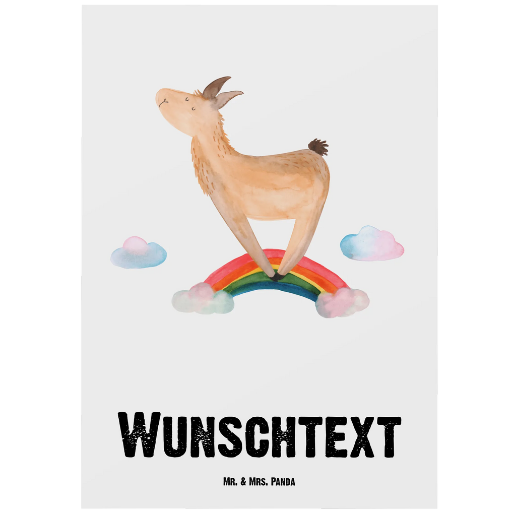 Personalizowana kartka pocztowa lama tęcza Lama, Alpaka