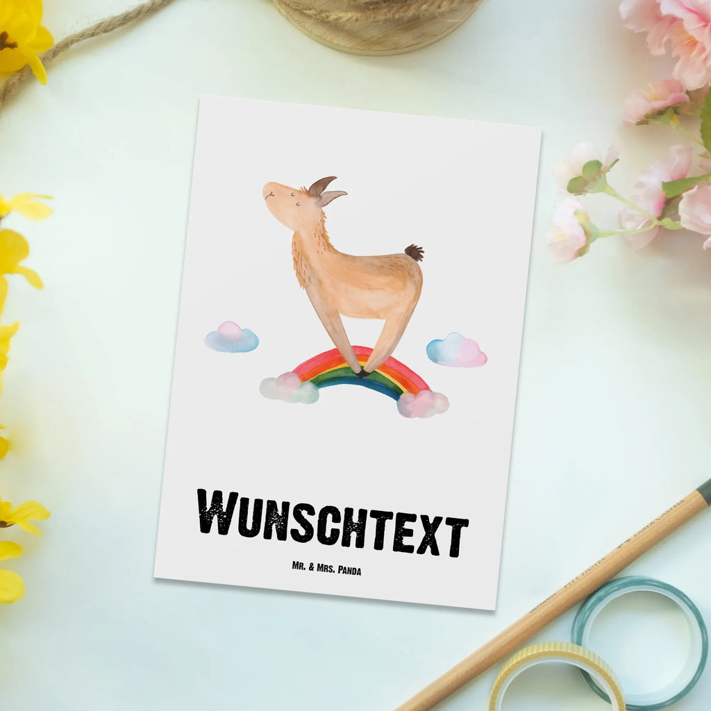Personalizowana kartka pocztowa lama tęcza Lama, Alpaka