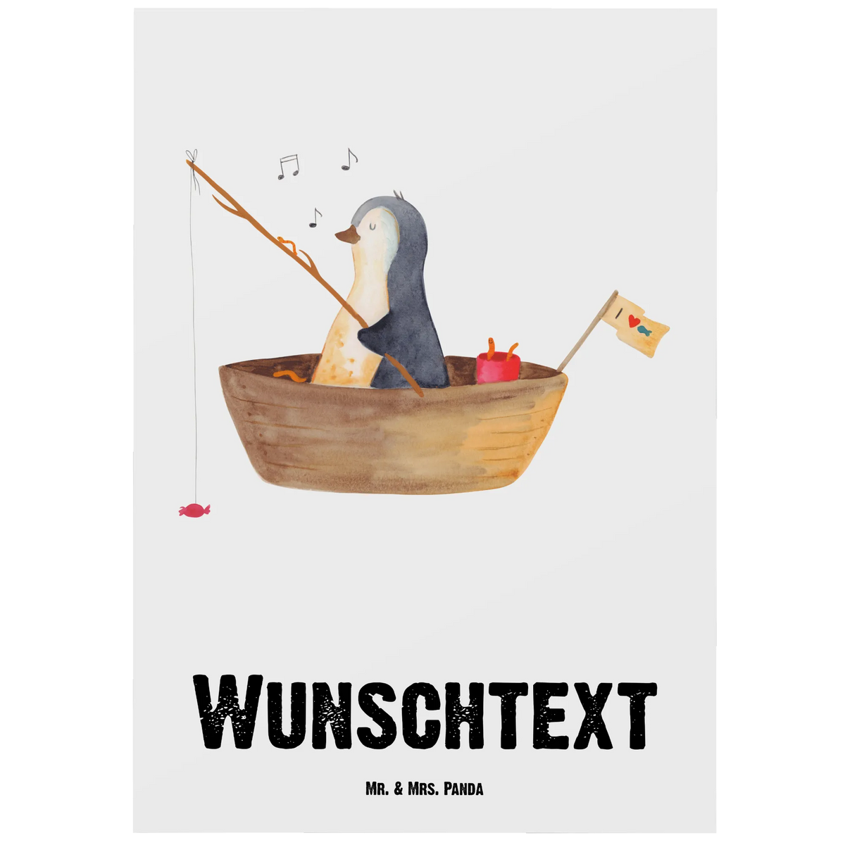 Personalised postcard Penguin fishing boat Penguin, North Pole, Winter, Penguins, motivation, penguins, separation, new start, love of life, enjoy, fishing, boat, new beginning, divorce, gift idea heartache, fishing boat, life