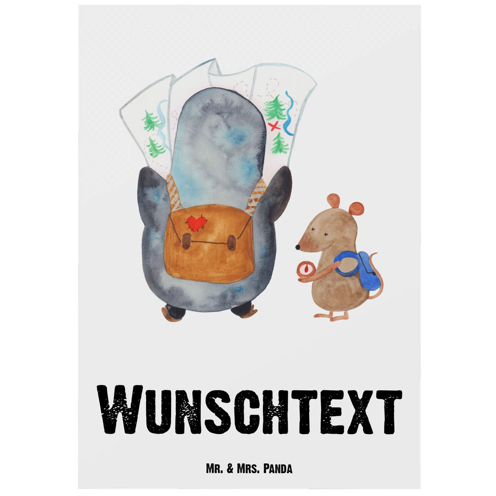 Personalisierte Postkarte Pinguin & Maus Wanderer Grußkarte mit Wunschtext, Postkarte personalisierbar, Postkarte bedrucken, Ansichtskarte mit Namen, Karte mit Wunschtext, Geschenkkarte mit Namen, Einladung mit Wunschtext, Ansichtskarte mit Wunschtext, Grußkarte mit Namen, Geschenkkarte mit Wunschtext, Einladung mit Namen, Postkarte mit Namen, Karte mit Namen, Postkarte mit Wunschtext, Pinguin, Abenteurer, Ausflug, wandern, Roadtrip, Wanderlust, Abenteuer, Pinguine