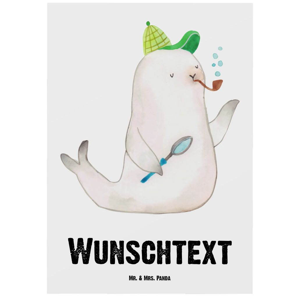 Personalised postcard seal sherlock small animals, cute, funny, cute animal motives, hand drawn, small world, funny sayings, good mood, happy, gifts, gift ideas, special gifts, animal lover, card