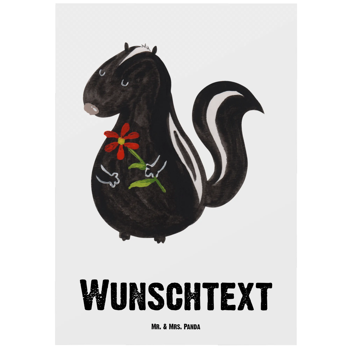 Personalised postcard skunk flower Skunk, dreamy, stink, dreams, skunk, stinker, daydreamer, wild animal, predator