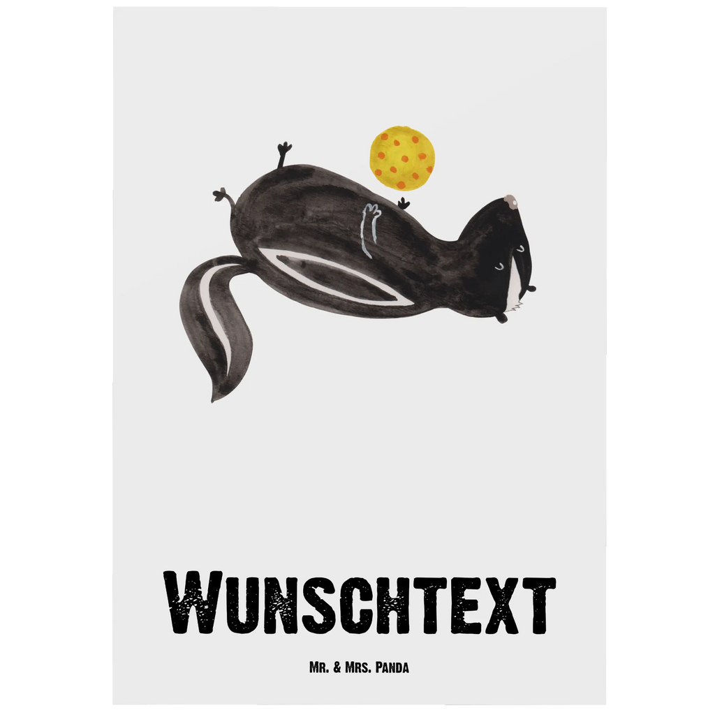 Personalised postcard skunk ball Skunk, stinky, wild animal, playful, skunk, wisdom, stinker, predator