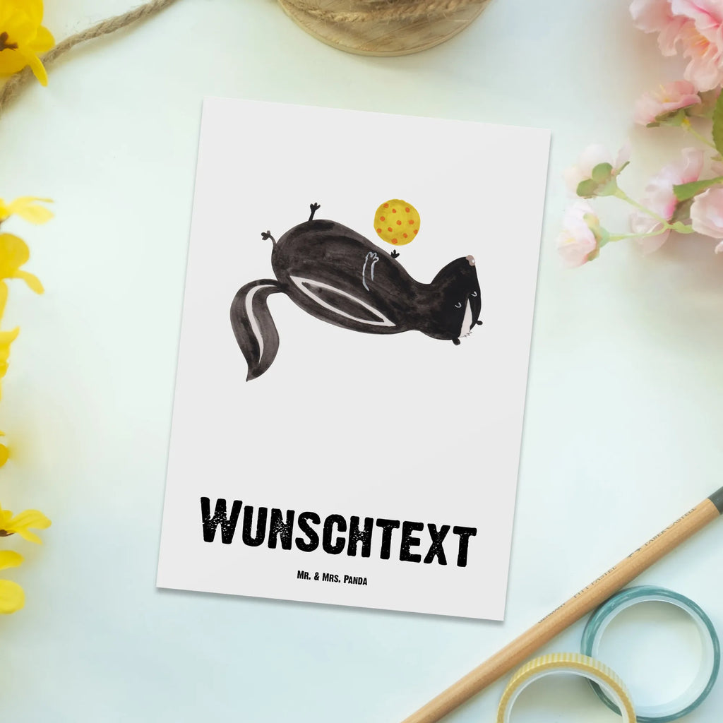 Personalised postcard skunk ball Skunk, stinky, wild animal, playful, skunk, wisdom, stinker, predator