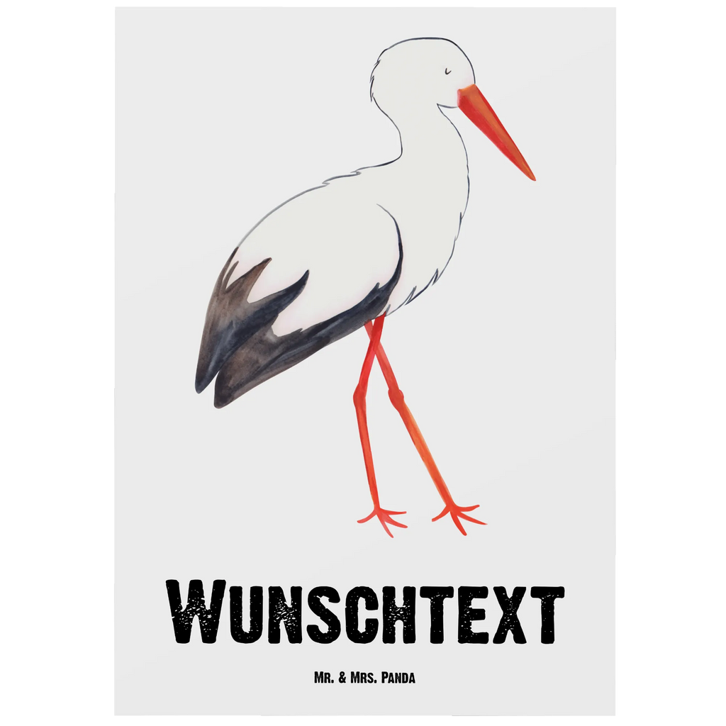 Personalised postcard Stork small animals, cute, funny, cute animal motives, hand drawn, small world, funny sayings, good mood, happy, gifts, gift ideas, special gifts, animal lover, card, pregnancy, birth, mothers, stork, becoming a mother, baby bump, baby, pregnant, mother