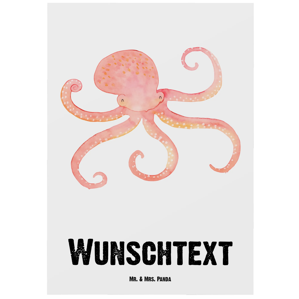 Personalised postcard Squid small animals, cute, funny, cute animal motives, hand drawn, small world, funny sayings, good mood, happy, gifts, gift ideas, special gifts, animal lover, card, sea, arms, ocean, water, octopus, squid, sea animal