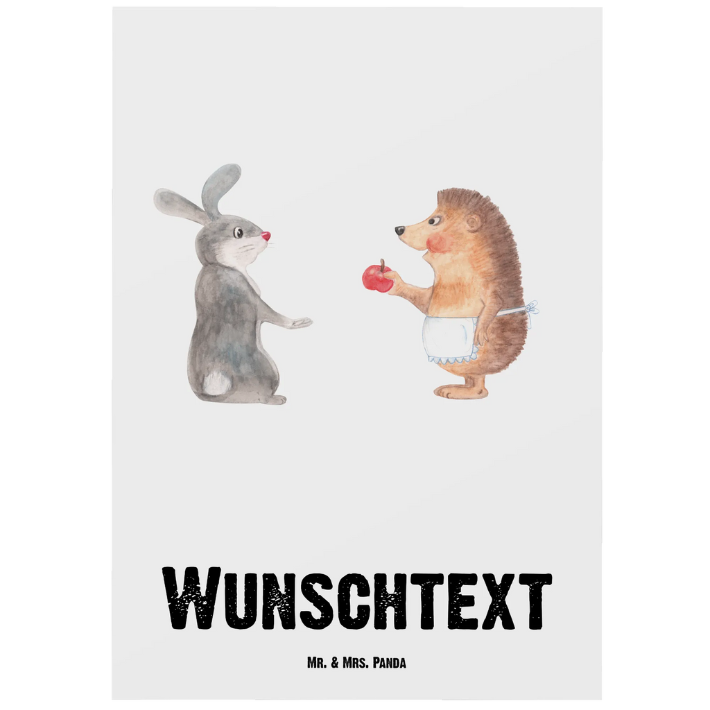 Personalised postcard Hare Hedgehog small animals, cute, funny, cute animal motives, hand drawn, small world, funny sayings, good mood, happy, gifts, gift ideas, special gifts, animal lover, card, lovesickness gift, Hedgehog and hare, hare, pain of separation, love saying, heartache, consolation, Hedgehog, romantic saying