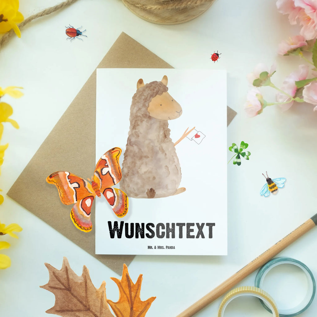 Personalised greetings card alpaca banner alpaca, llama, pako, camel, Peru, animal, favourite animal, llamas, alpacas, Alpaca, love