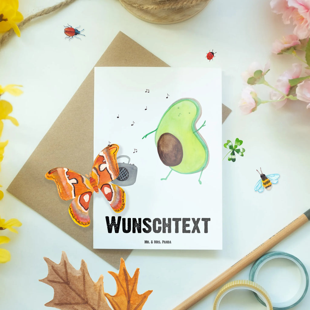 Personalised greetings card avocado Dance avocado, vegetables