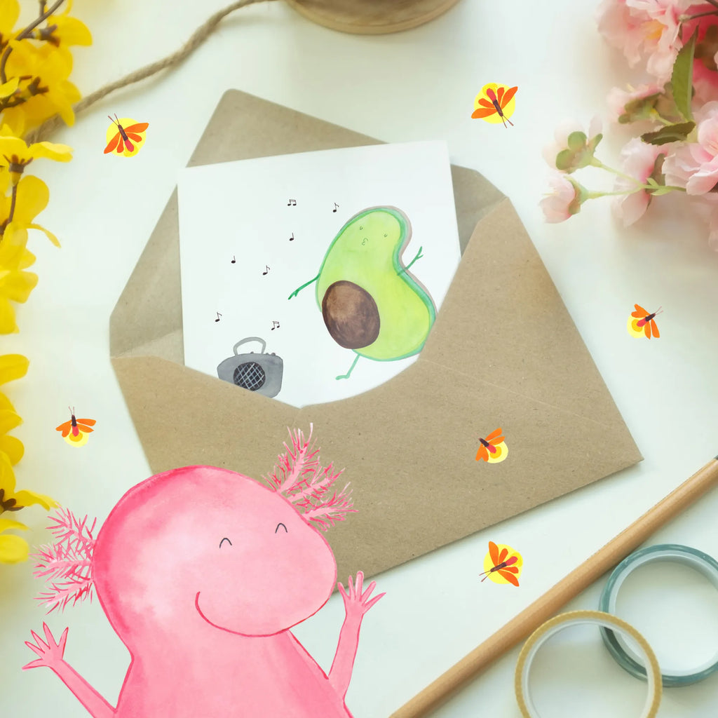 Personalised greetings card avocado Dance avocado, vegetables
