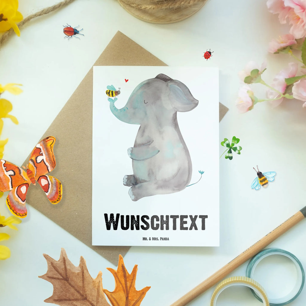 Personalised greetings card elephant bee small animals, cute, funny, cute animal motives, hand drawn, small world, funny sayings, good mood, happy, gifts, gift ideas, special gifts, animal lover, card, wedding gift, bee, love, proof of love, love gift, love saying, elephant, anniversary, marriage proposal