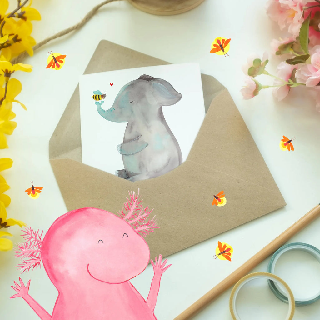 Personalised greetings card elephant bee small animals, cute, funny, cute animal motives, hand drawn, small world, funny sayings, good mood, happy, gifts, gift ideas, special gifts, animal lover, card, wedding gift, bee, love, proof of love, love gift, love saying, elephant, anniversary, marriage proposal