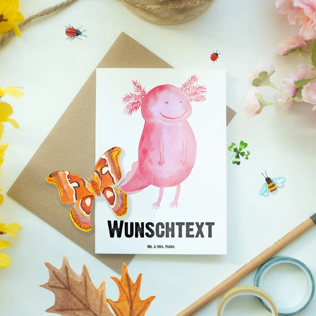 Personalised greetings card axolotl Happy Axolotl, Axelotl, marine animals, Mexican walking fish, salamander, axolotl, amphibian, axolot, tail, motivation, good mood