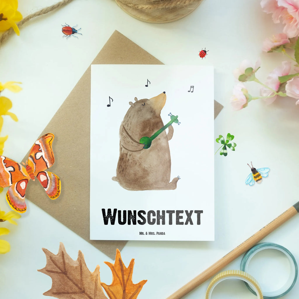 Spersonalizowana kartka z życzeniami niedźwiedź Gitara Niedźwiedź, Miś, Pluszowy miś