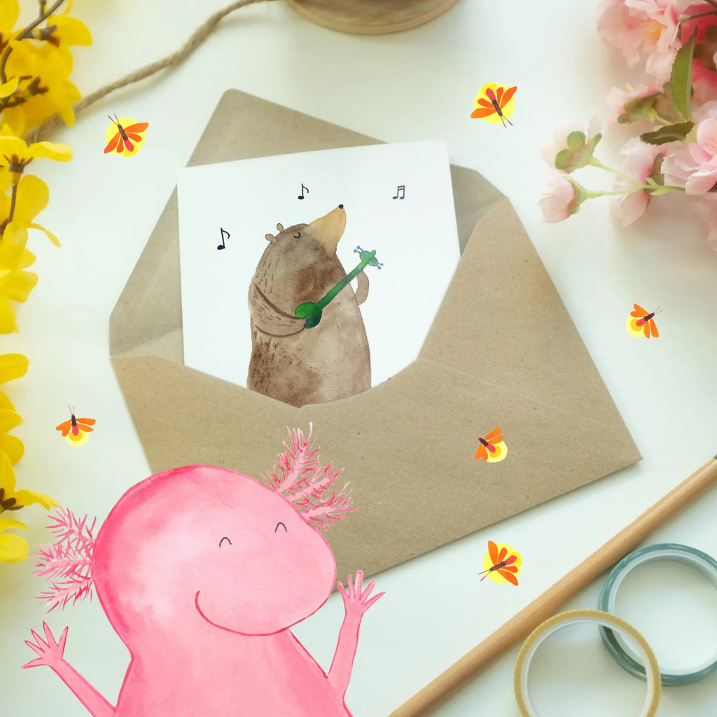 Spersonalizowana kartka z życzeniami niedźwiedź Gitara Niedźwiedź, Miś, Pluszowy miś