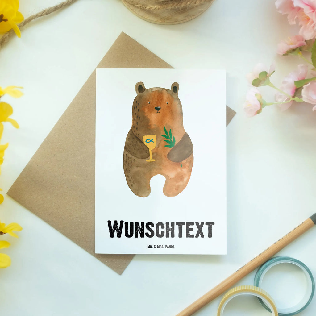 Personalised greetings card bear confirmation bear, teddy, teddy bear, cuddly toy, church, evangelic, confirmation, service