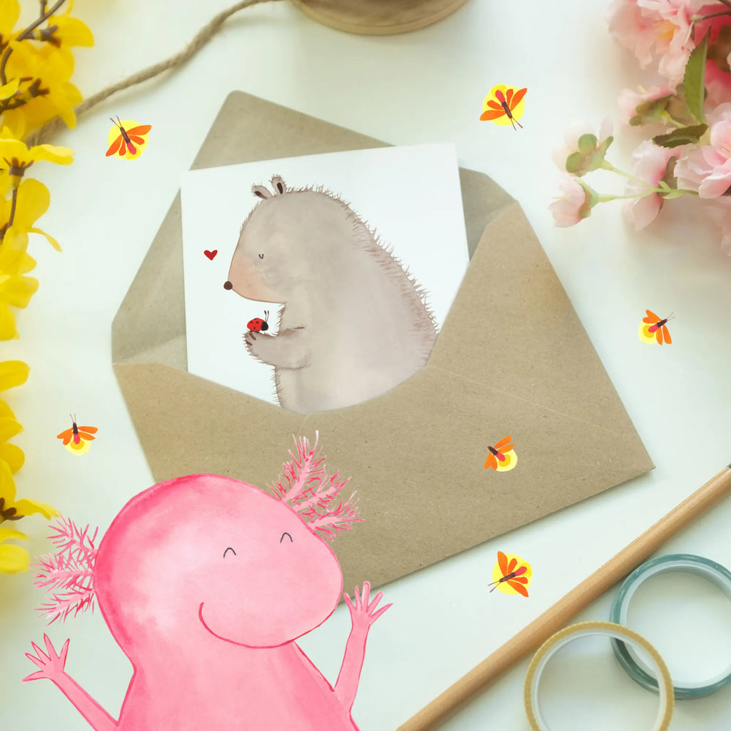 Personalised greetings card bear ladybug bear, teddy, teddy bear, cuddly toy, freedom, life is beautiful, ladybird, motivation, love