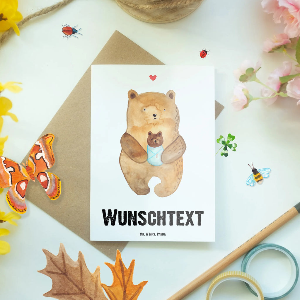 Personalised greetings card bear infant bear, teddy, teddy bear, cuddly toy, birthday, niece, baby, baptism, grandchild, baptized child, nephew, birth, grandson, parents, mother, congratulations