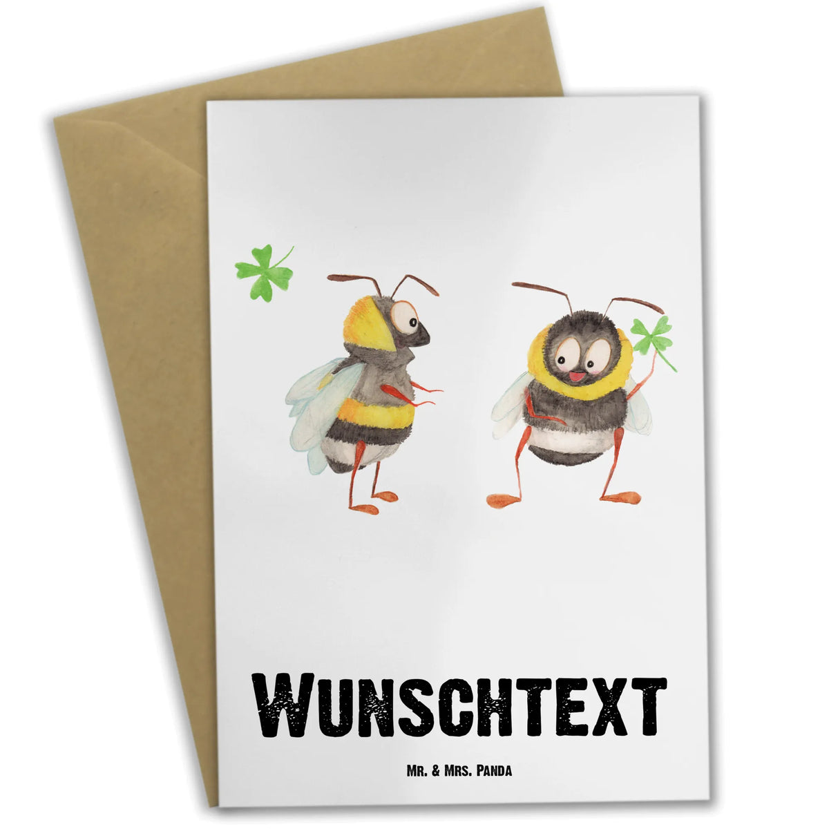 Personalised greetings card bumblebees shamrock small animals, cute, funny, cute animal motives, hand drawn, small world, funny sayings, good mood, happy, gifts, gift ideas, special gifts, animal lover, card, saying beautiful, bumblebee, saying happy, saying positive, become happy, be happy, bee, bee decoration