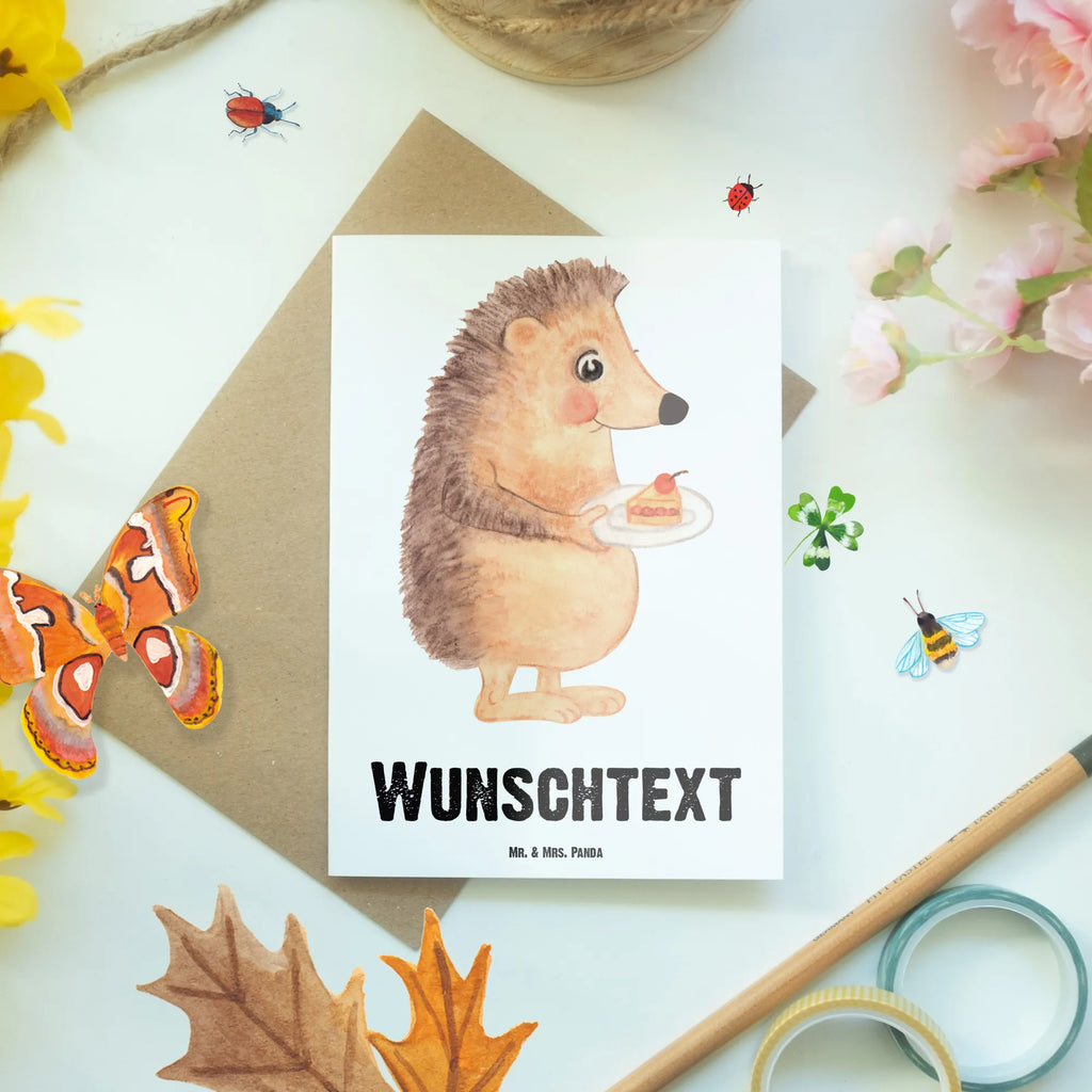 Personalised greetings card Hedgehog piece of cake small animals, cute, funny, cute animal motives, hand drawn, small world, funny sayings, good mood, happy, gifts, gift ideas, special gifts, animal lover, card, cake, hedgehog, birthday cake, baking gift, food saying, invitation party, bake cake