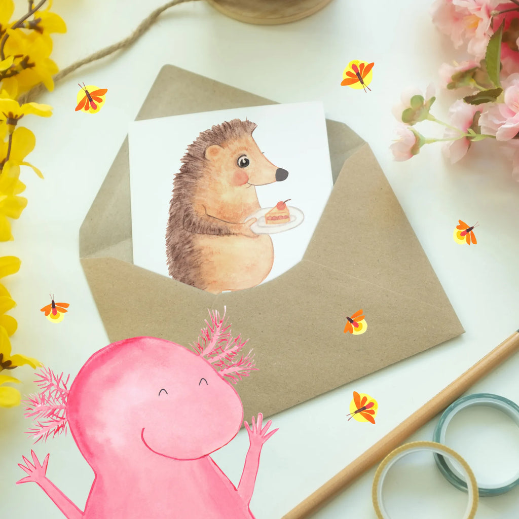 Personalised greetings card Hedgehog piece of cake small animals, cute, funny, cute animal motives, hand drawn, small world, funny sayings, good mood, happy, gifts, gift ideas, special gifts, animal lover, card, cake, hedgehog, birthday cake, baking gift, food saying, invitation party, bake cake