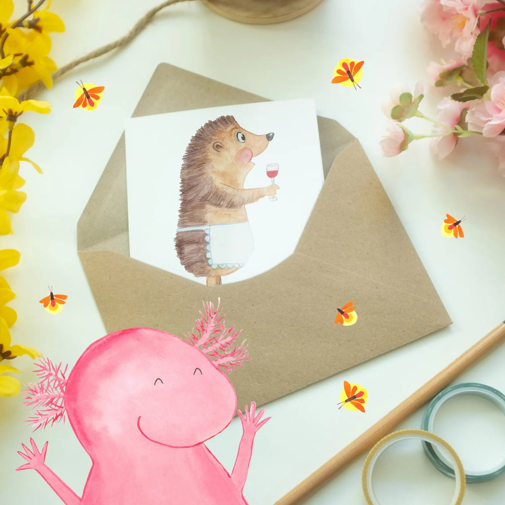 Personalised greetings card Hedgehog wine small animals, cute, funny, cute animal motives, hand drawn, small world, funny sayings, good mood, happy, gifts, gift ideas, special gifts, animal lover, card, wine decoration, gift wine lover, gift wine drinker, white wine, drinking wine, wine glass, red wine, hedgehog, wine saying