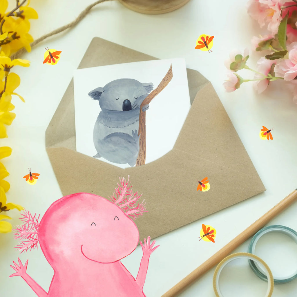 Personalised greetings card koala small animals, cute, funny, cute animal motives, hand drawn, small world, funny sayings, good mood, happy, gifts, gift ideas, special gifts, animal lover, card, sleeping, dreamland, koala bear, dream, bear, Koala, bedroom