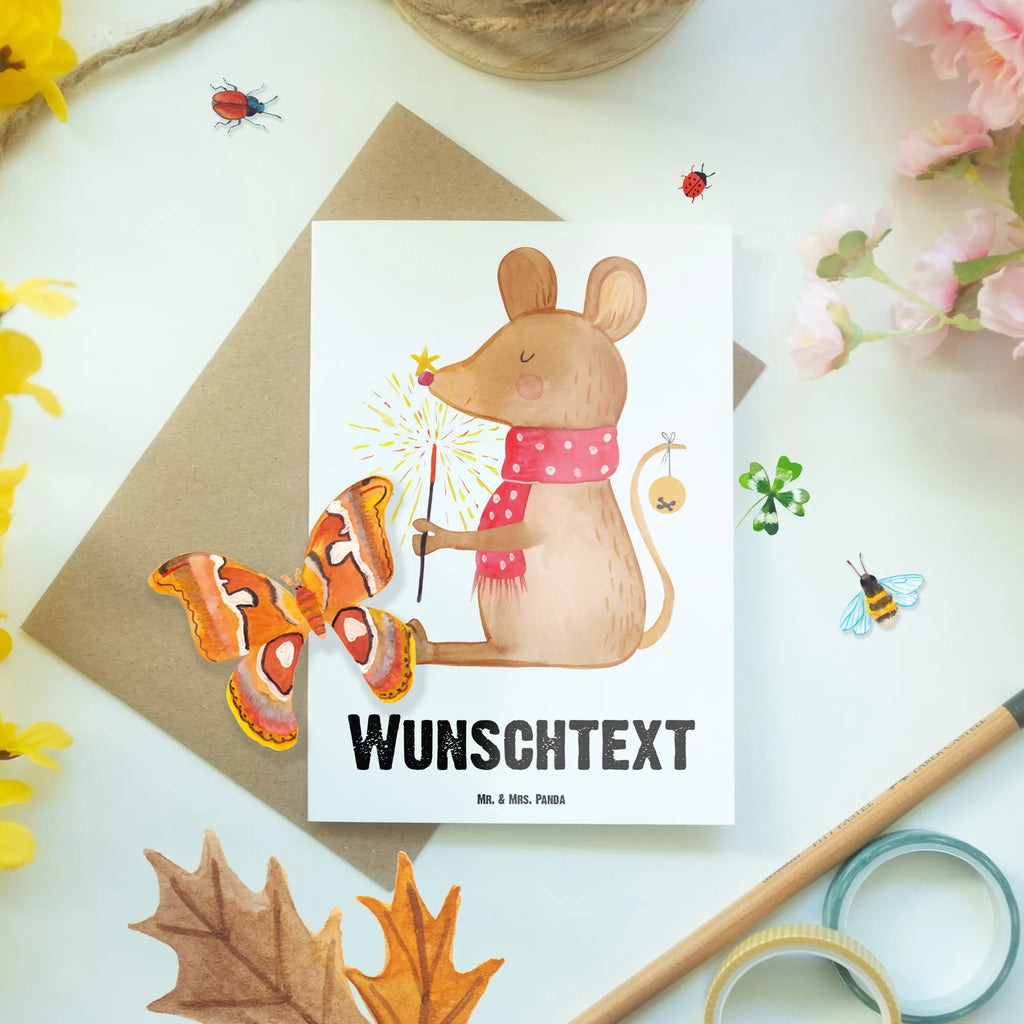 Spersonalizowana kartka z życzeniami mysz Boże Narodzenie Zima, Boże Narodzenie, dekoracje świąteczne, Mikołaj, Adwent, Wigilia, zimowy motyw