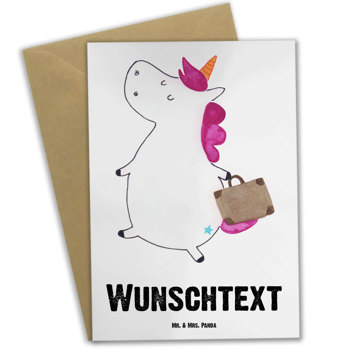 Personalisierte Grußkarte Einhorn Koffer Grußkarten Personalisiert, Personalisierte Grußkarte, individuelle grußkarte, Personalisierte Klappkarte, grußkarte personalisiert, Grußkarte personalisierbar, Personalisierte Karte, Unicorn, Einhorn, Einhörner, Einhorn Deko, Gepäck, Albern, Erwachsen, Abenteuer, Witzig, Reise, Kind, Lustig, Verreisen, Koffer, Spaß