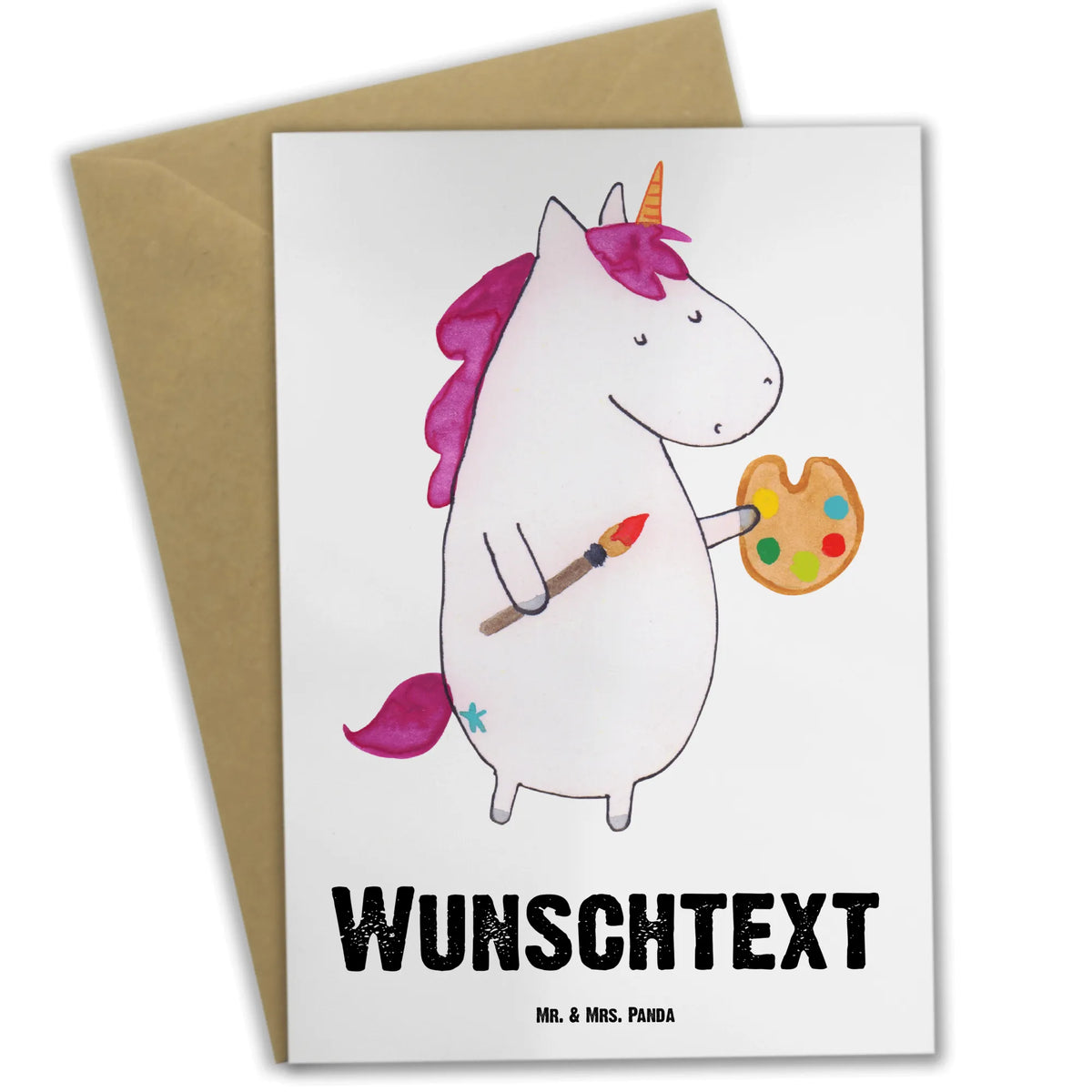 Personalisierte Grußkarte Einhorn Künstler individuelle grußkarte, Personalisierte Grußkarte, grußkarte personalisiert, Grußkarten Personalisiert, Personalisierte Klappkarte, Personalisierte Karte, Grußkarte personalisierbar, Unicorn, Einhorn, Einhörner, Einhorn Deko, Malen, Stift, Zeichnen, Welt, Englisch, Geschenk, Pinsel, Künstler, Artist, Farbe, Maler