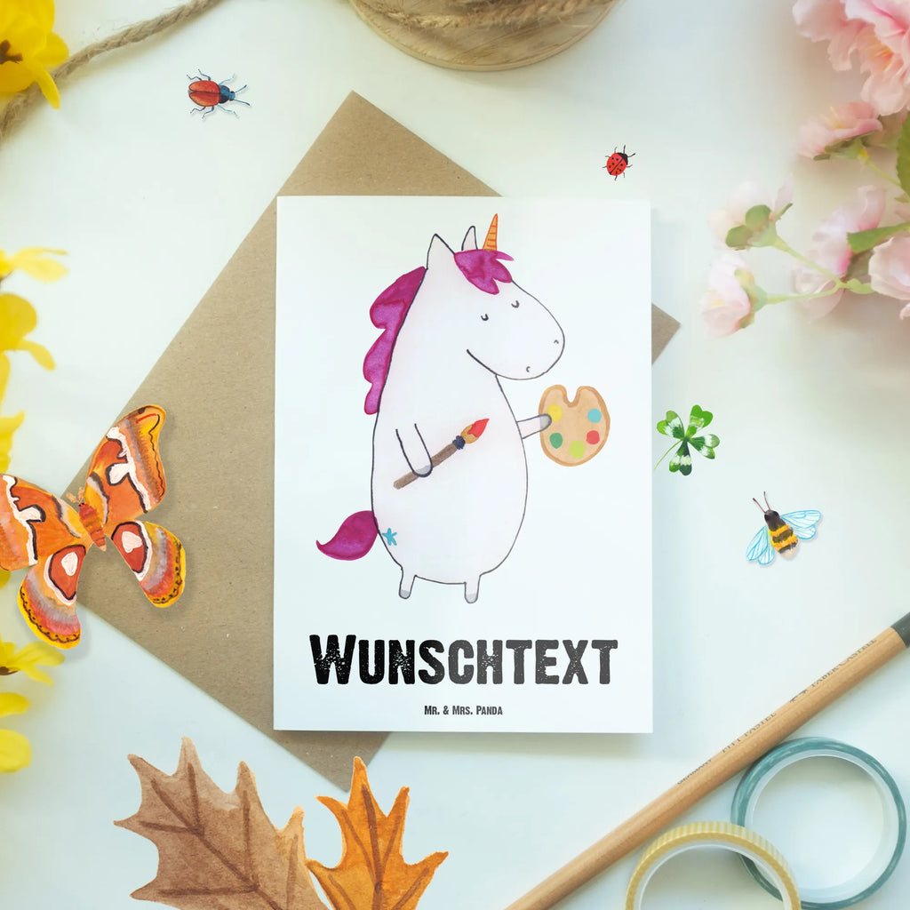 Personalised greetings card unicorn Artist unicorn, unicorns, Unicorn, Pen, Painter gift, Artist, English, Drawing, Artist gift, World, Painting, Gift, Artist present, Brush