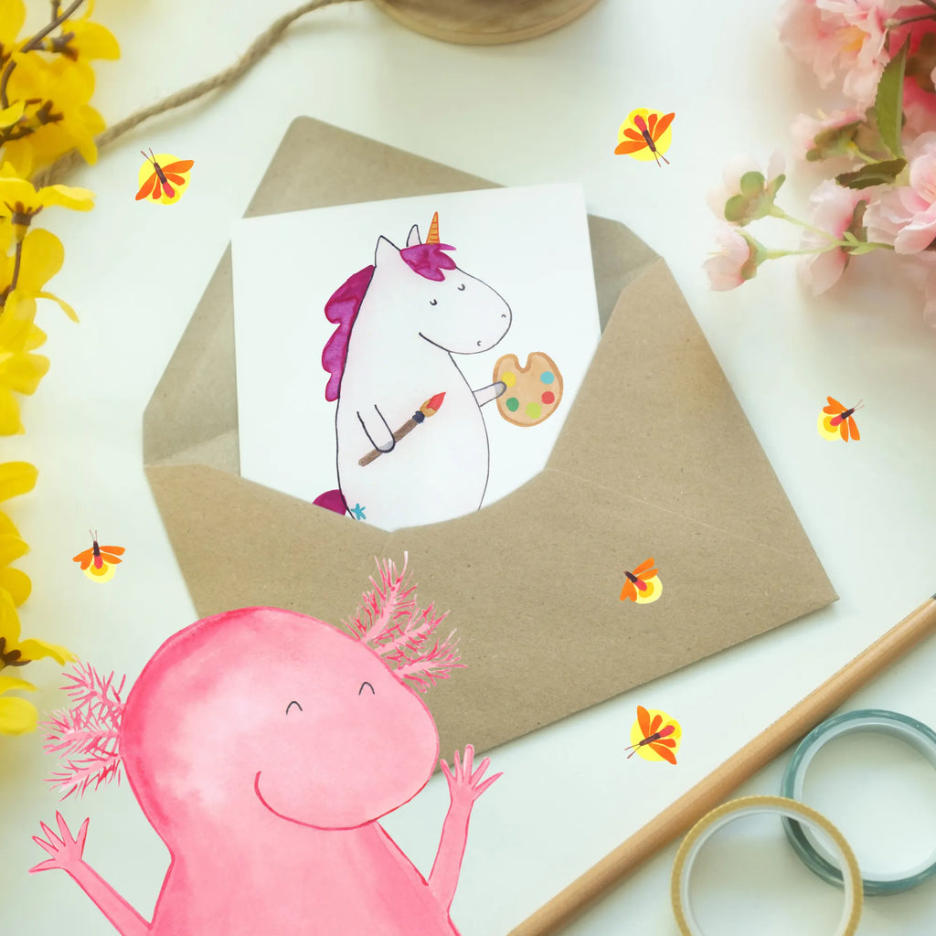 Personalised greetings card unicorn Artist unicorn, unicorns, Unicorn, Pen, Painter gift, Artist, English, Drawing, Artist gift, World, Painting, Gift, Artist present, Brush