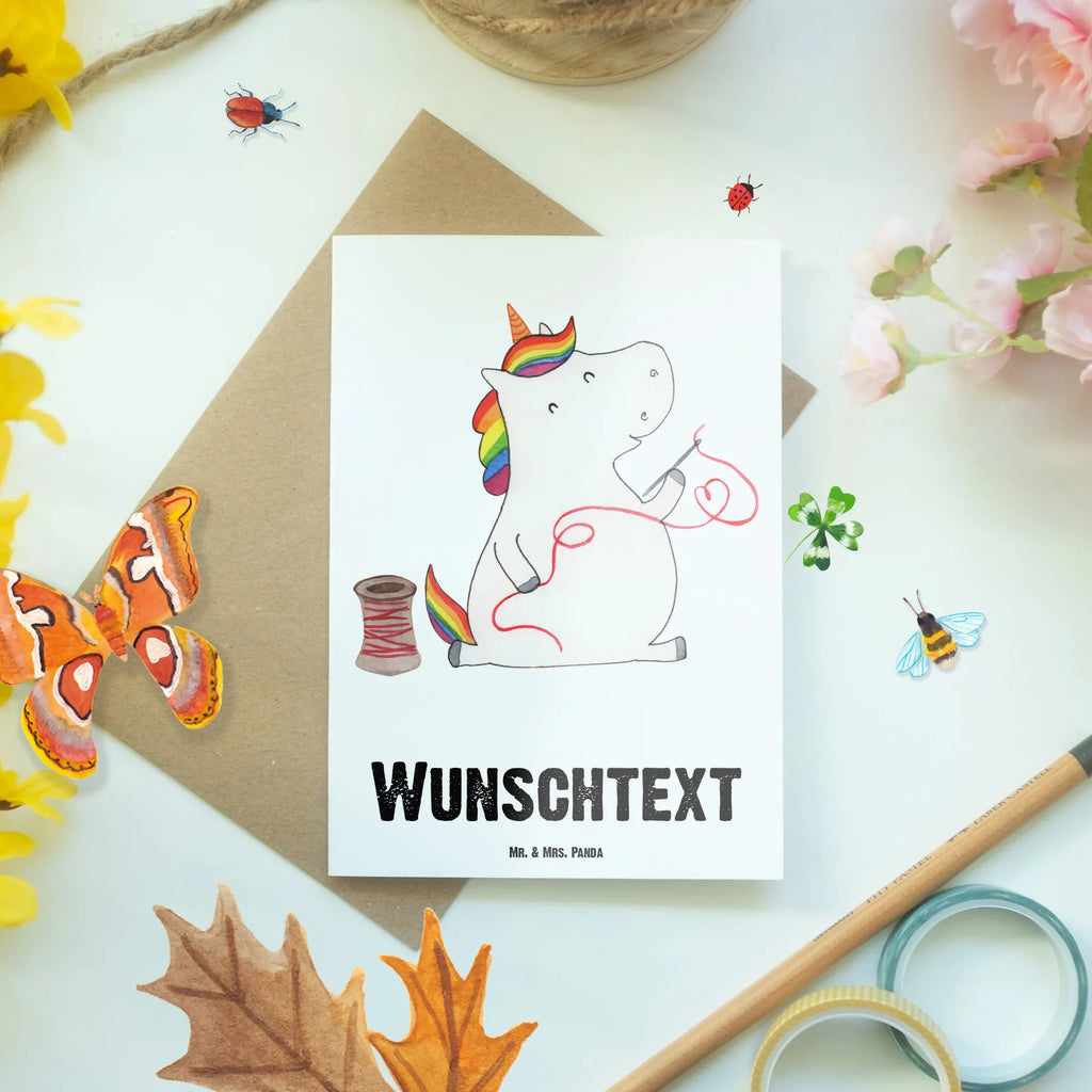 Personalised greetings card unicorn seamstress unicorn, unicorns, girlfriend, tinkering, sewing room, knitting, crochet, seamstress gift, seamstress present, sew, girl