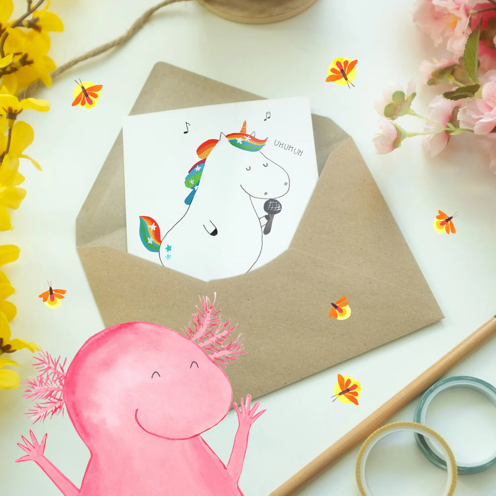 Personalised greetings card unicorn Singer unicorn, unicorns, confetti, party, disco, celebration, Birthday, Unicorn, unicorn saying, glitter, Singer present, Singer gift, birthday