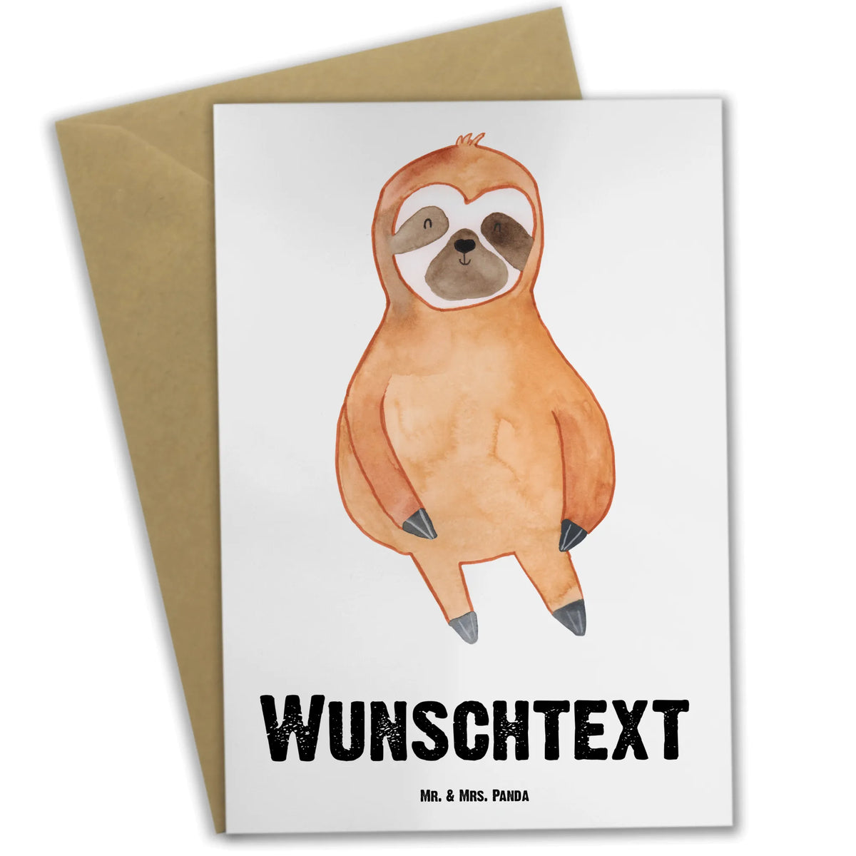Personalised greetings card sloth Satisfied Sloth, sloth, trend animal, relax, happy, break, happiness, favorite animal, lazy, contented