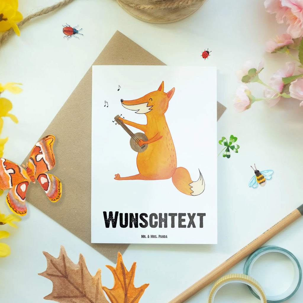 Personalised greetings card Fox guitar fox, foxes, forest wildlife, clever as a fox, animal lover, guitar, musician, Fox, music saying, singer, gift musician