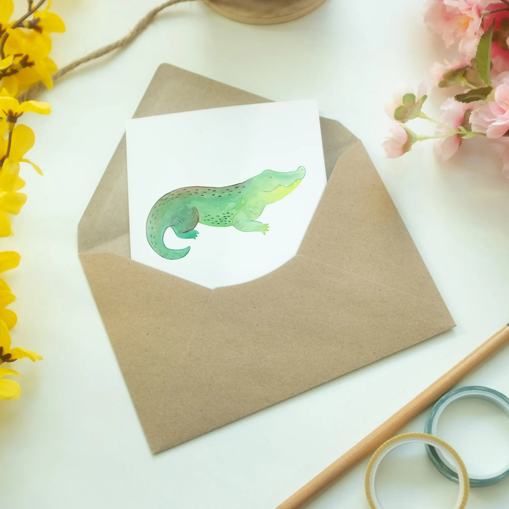 Personalised greetings card Crocodile Seafood, aquatic animals, ocean, sea, fish, shells, corals, reef, whale, narwhal, sea urchin, lobster, platypus, turtle, manatee, crocodile, orca, shrimp, gifts for seafood lovers, water world, underwater animals, underwater world, vacation, deep sea, seafood fans, gift ideas, seafood decoration, seafood posters, to be spontaneous, favorite person, wanderlust, to be crazy, best friend, girlfriend, crocodiles, adventurousness