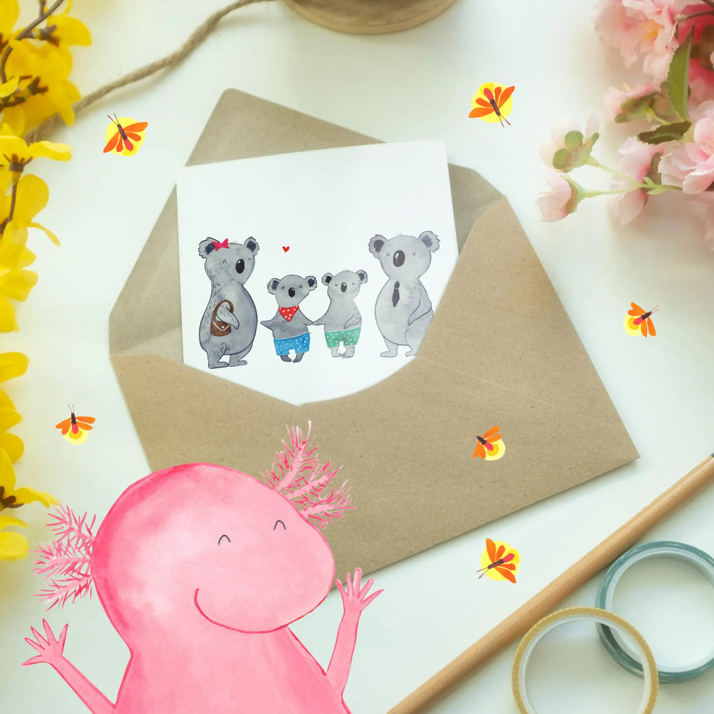 Personalised greetings card Koala family with two kids Family, Father's Day, Mother's Day, brother, sister, Mom, Dad, family life, favourite family, koala family, best family, family, family time, koala bear, koala