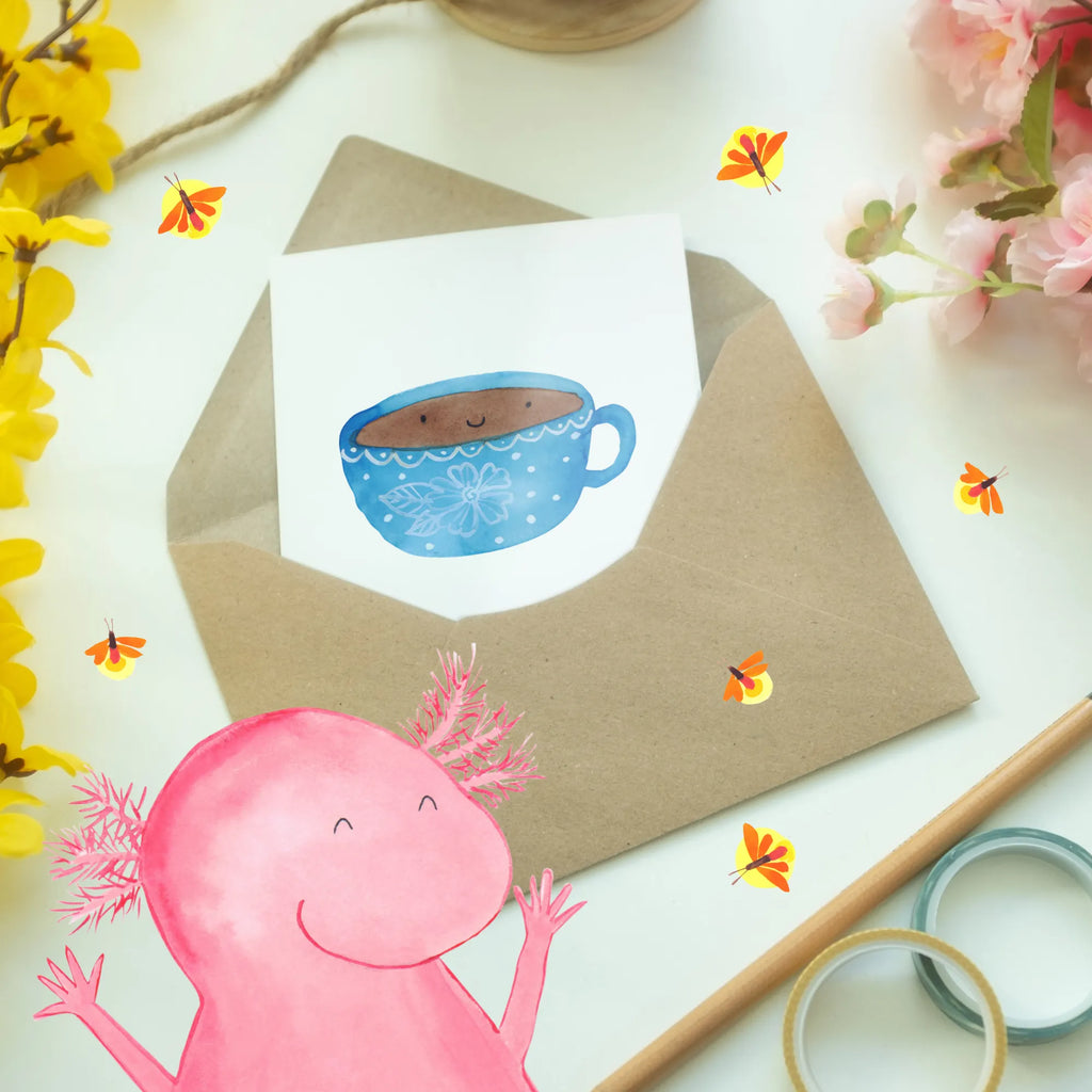 Personalised greetings card Coffee Cup small animals, cute, funny, cute animal motives, hand drawn, small world, funny sayings, good mood, happy, gifts, gift ideas, special gifts, animal lover, card, pleasure, Coffee, happiness, cup, love, taste