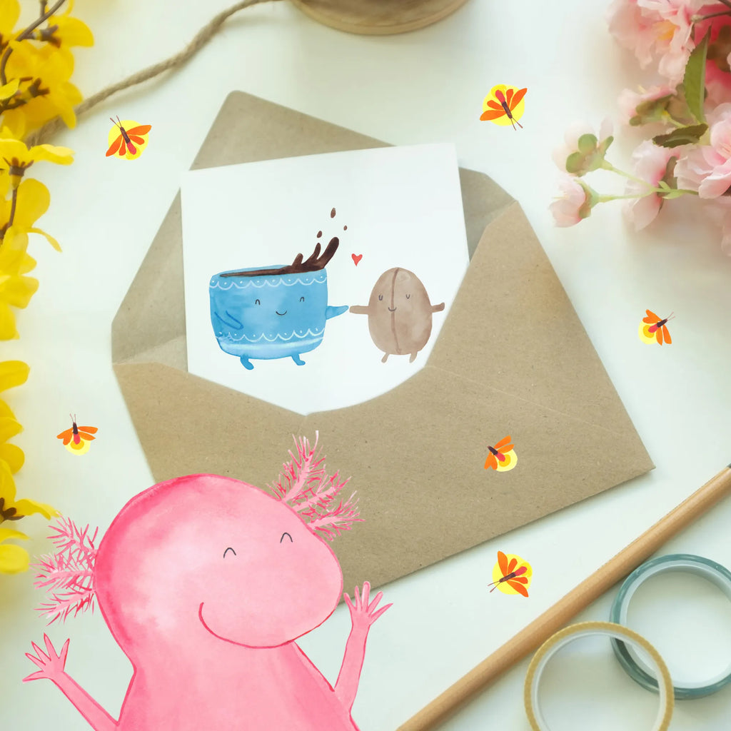 Personalised greetings card Coffee Bean small animals, cute, funny, cute animal motives, hand drawn, small world, funny sayings, good mood, happy, gifts, gift ideas, special gifts, animal lover, card, coffee bean, happiness, pleasure, Coffee, satisfaction