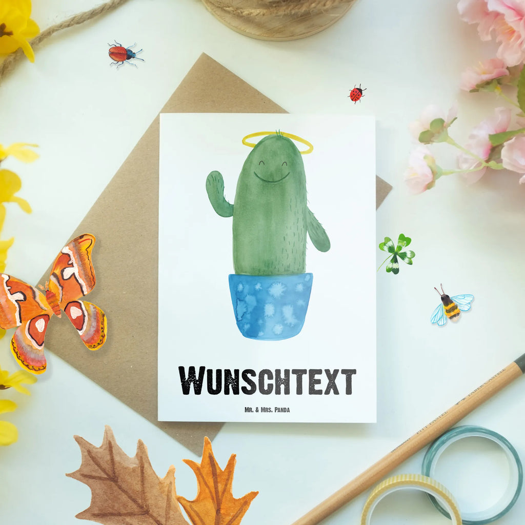 Personalised greetings card cactus Holy cactus, cactuses, plants, cactus plant, small green cactus, parents, sister, sisters, cheeky, brother, girlfriend, halo, child, family, funny