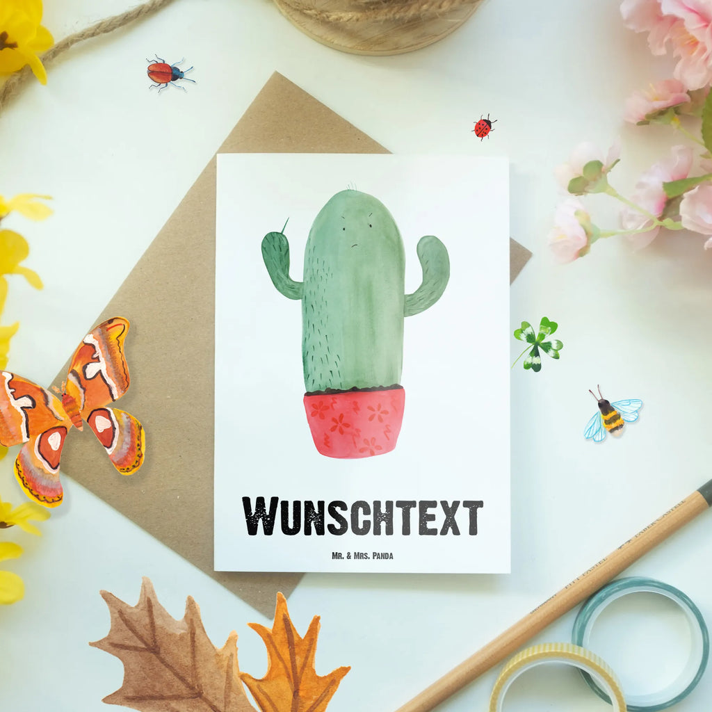 Personalised greetings card cactus Fury cactus, cactuses, plants, cactus plant, small green cactus, office, office life, colleague, annoy, boss, angry, school