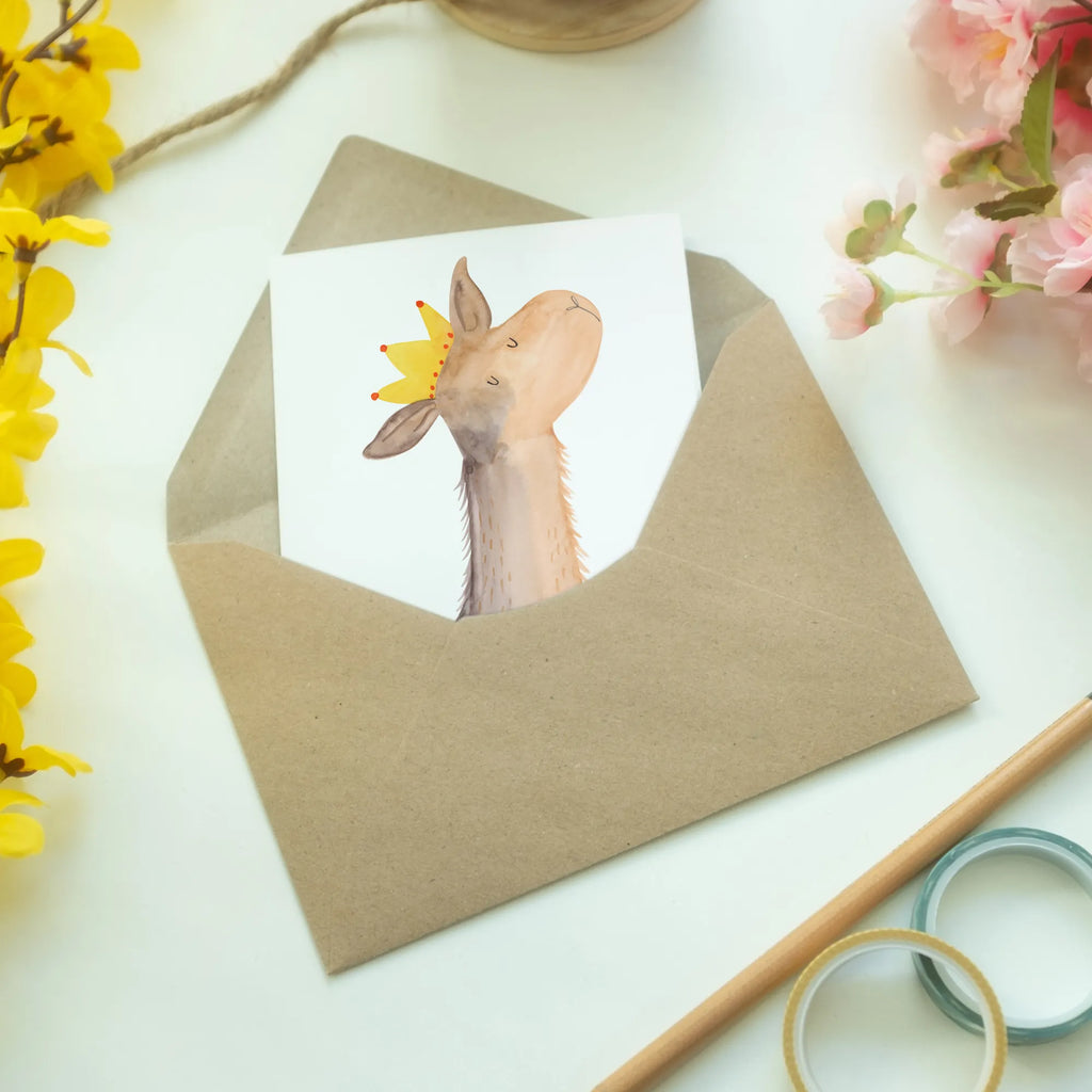 Personalised greetings card llama head king Llama, llama, alpaca, trendy animal, queen, office colleague, girlfriend, supervisor, colleague, dad, lamas, lama, boss, king, high school graduation, mum