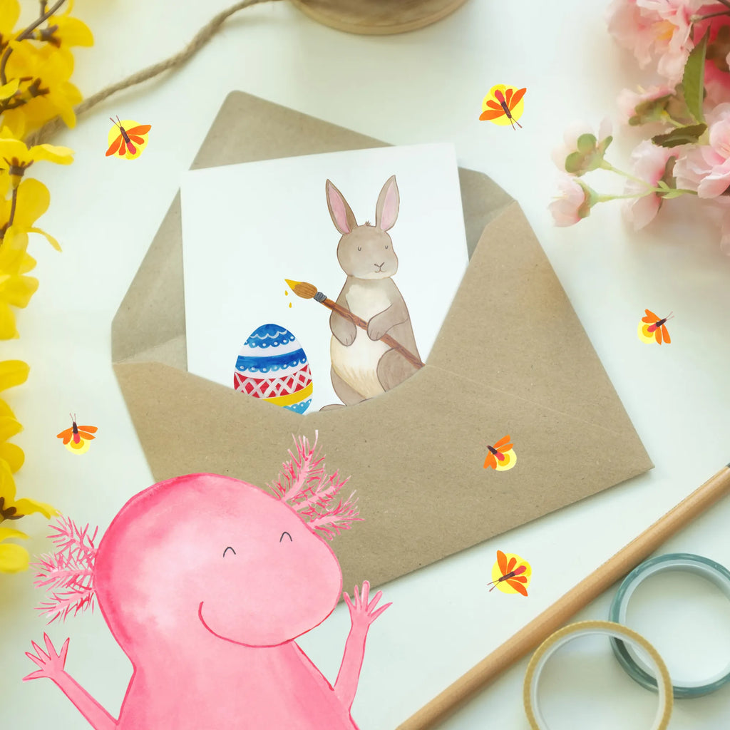 Personalised greetings card Hare painting eggs Easter, Easter bunny, Easter greetings, rabbit, egg painting, Easter egg, Happy Easter, Easter flower, painted Easter eggs