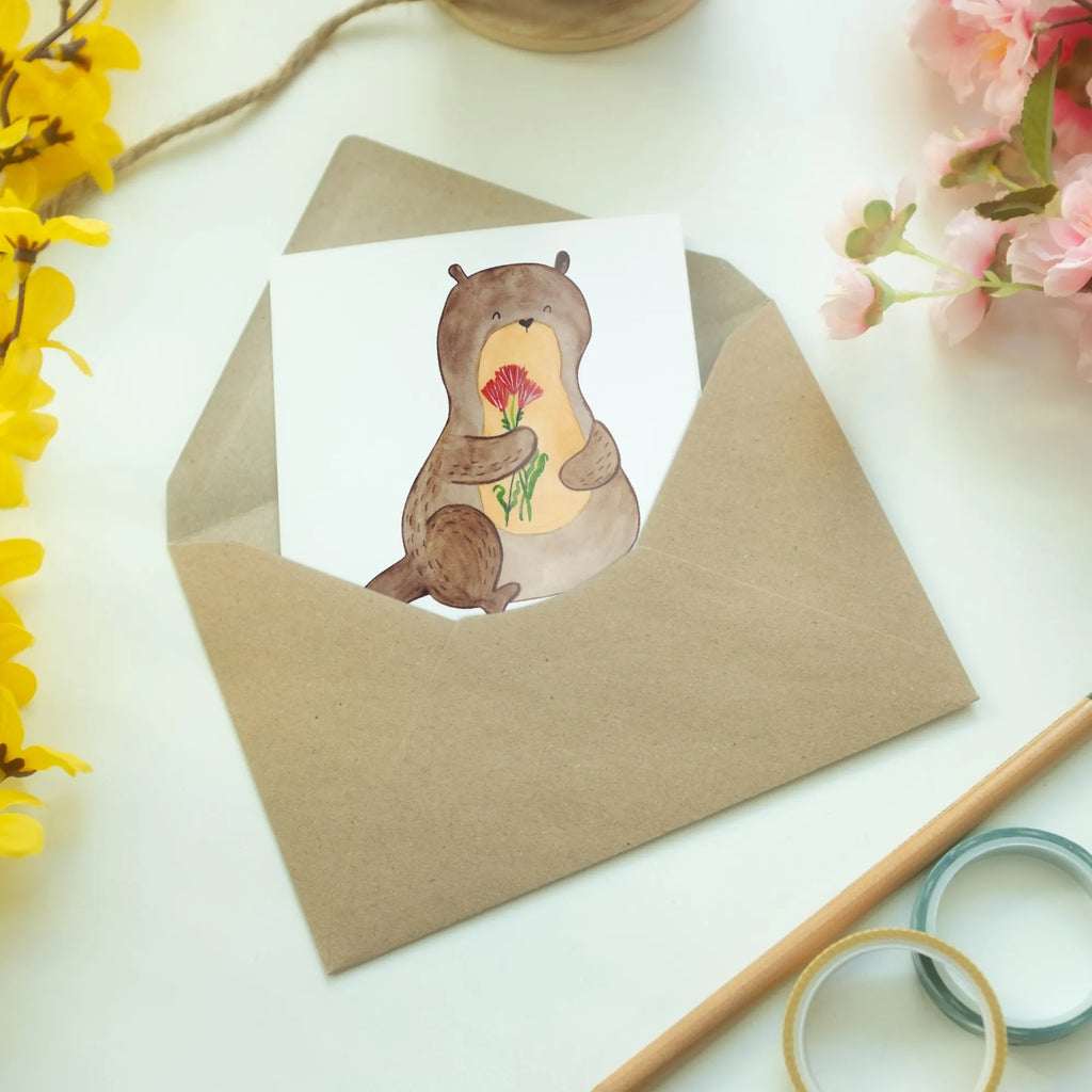 Personalisierte Grußkarte Otter Blumenstrauß Personalisierte Geburtstagskarte, Personalisierte Karte, Personalisierte Hochzeitskarte, Grußkarte als Geldgeschenk, Personalisiertere Klappkarte, Grußkarte mit Namen, Grußkarte selber drucken, Grußkarte selbst gestalten, Personalisierte Grußkarte, Grußkarten personalisiert, Personalisierte Glückwunschkarte, Personalisierte Einladungskarte, Grußkarte mit persönlichen Nachrichten, Otter, Fischotter, Seeotter, Otter Seeotter See Otter