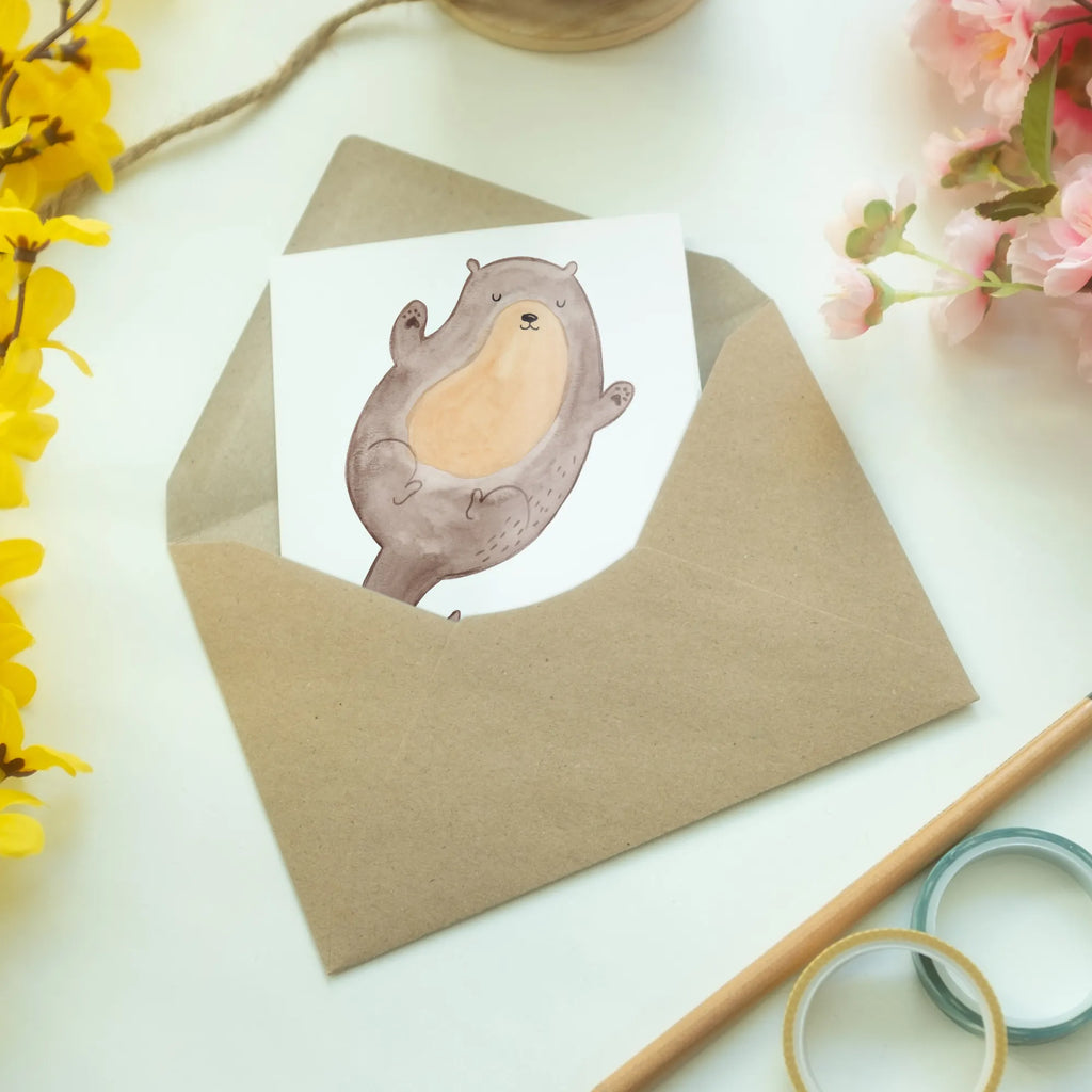 Personalised greetings card otter Embrace otter, marten, sea otter, European otter, water mammal, aquatic animal, baby otter, predator, water, otter gifts, animal lover, gift ideas for animal lovers, animal, mammal, water animal, gifts for people in love, Otter Sea Otter Lake Otter