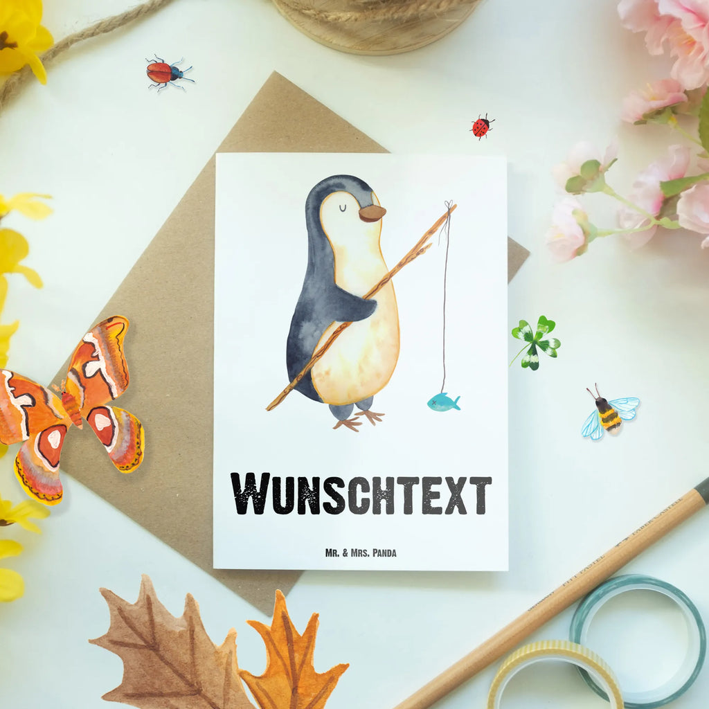 Spersonalizowana kartka z życzeniami Pingwin Wędkarz Pinguin