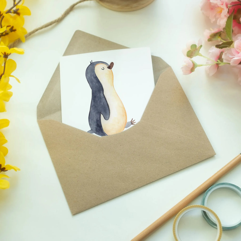 Personalised greetings card Penguin march Penguin, North Pole, Winter, Penguins, family, late riser, penguins, penguin, early riser, sister, brother